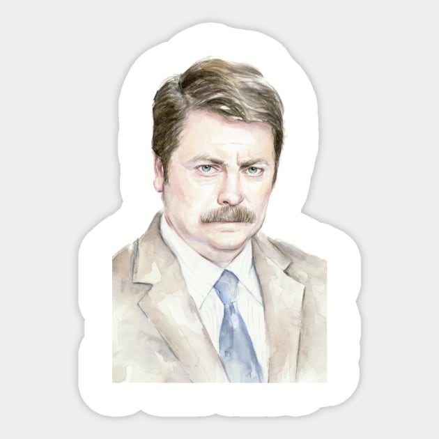 Awesome Swanson Watercolor Sticker by Olechka